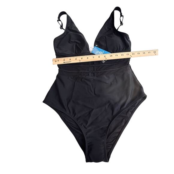 NEW Cupshe SWIMSUIT Women's LG 1PC Bathing Suit Tummy Control Mesh Adj. Straps - Picture 9 of 15
